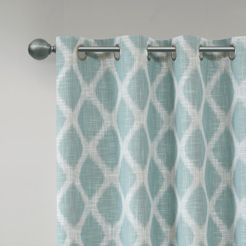 SUNSMART Sun Smart Blakesly Blackout Curtains Patio Window, Ikat Print, Grommet Top Living Room Decor, Living Room Decor, Thermal Insulated Light Blocking Drape for Bedroom and Apartments, 50" x 84", Aqua - Image 4